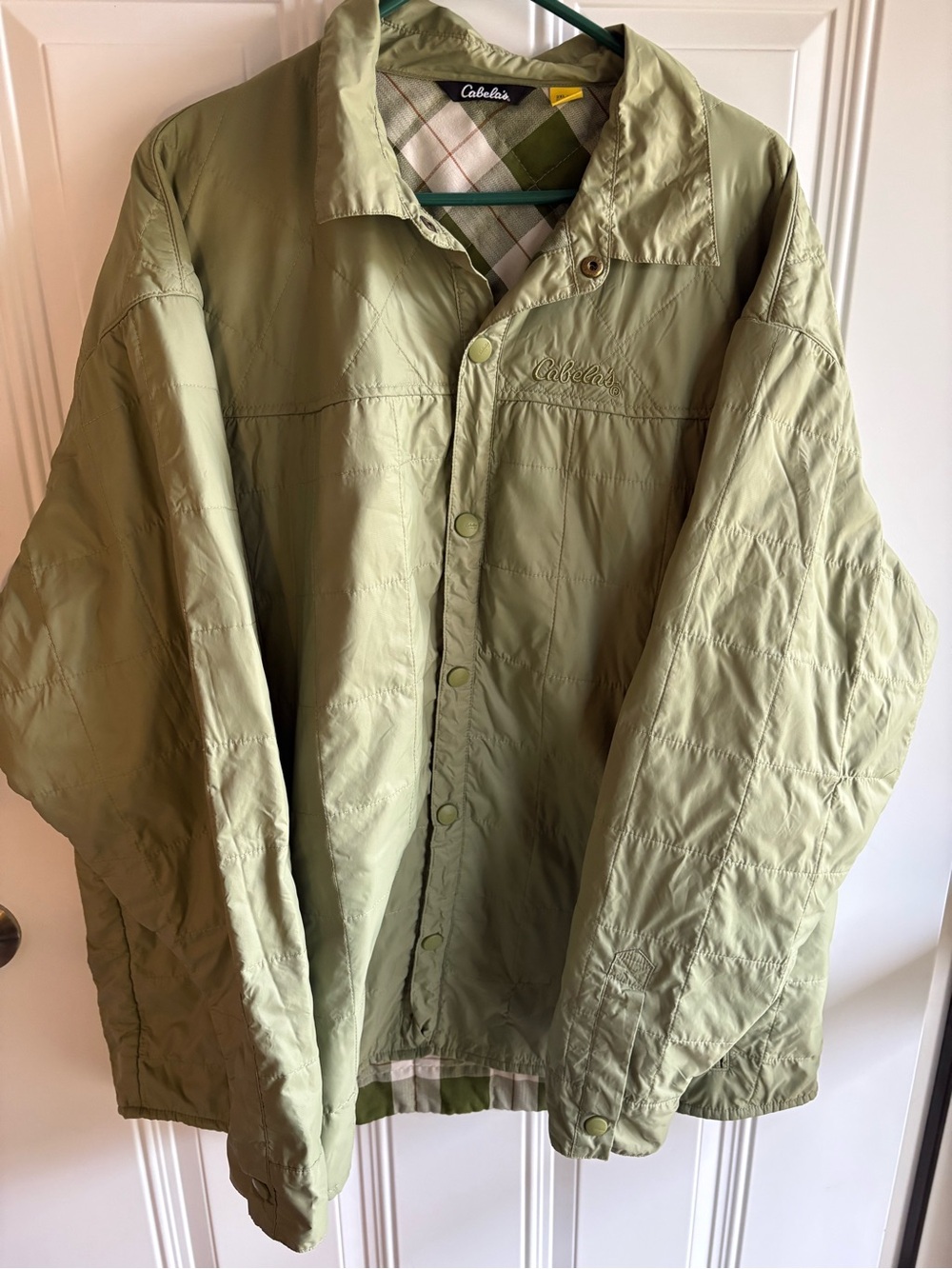 Cabela's Light Olive Green Quilted Snap Jacket